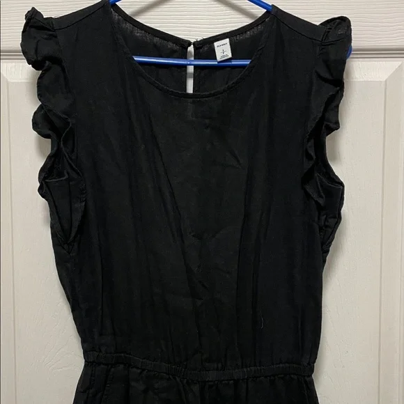 Old Navy | Black | Ruffle | Linen Blend |Sleeveless | Cropped | Romper  | Size S - Picture 3 of 16